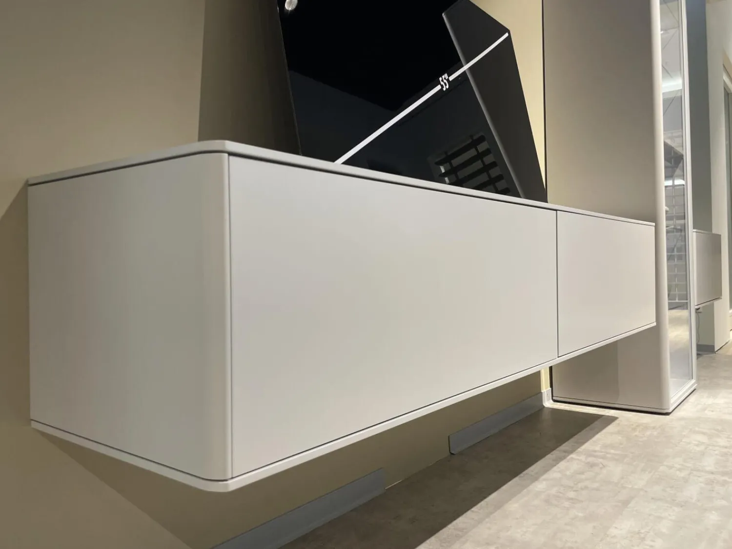 WK Wohnen Wohnwände & Tv-Lowboards|Wohnwand WK 418 Zola Glattlack Steingrau 407 Inklusive Beleuchtung Ohne TV