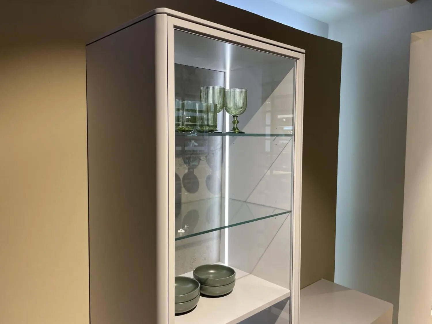 WK Wohnen Wohnwände & Tv-Lowboards|Wohnwand WK 418 Zola Glattlack Steingrau 407 Inklusive Beleuchtung Ohne TV