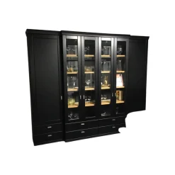 Musterring Wohnwände & Tv-Lowboards|Wohnwandkombination Korsika Vorschlag 52968 Lack Schwarz Einlegeböden Eiche Sand Mit LED Beleuchtung