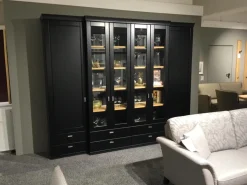 Musterring Wohnwände & Tv-Lowboards|Wohnwandkombination Korsika Vorschlag 52968 Lack Schwarz Einlegeböden Eiche Sand Mit LED Beleuchtung