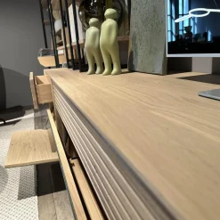 Anrei Wohnwände & Tv-Lowboards|Wohnwandkombination Lina Eiche Massiv Gebürstet Weiß Geölt Glas Matt Salbei Mit Schreibplatz