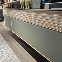 Anrei Wohnwände & Tv-Lowboards|Wohnwandkombination Lina Eiche Massiv Gebürstet Weiß Geölt Glas Matt Salbei Mit Schreibplatz