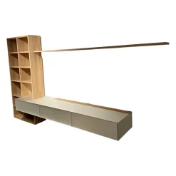 Team 7 Wohnwände & Tv-Lowboards|Wohwand In Eiche Weiß Geölt Fronten Glas Pearl Matt Innen Buche Mit Zwei Schubkästen Und Einer Klappe