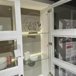 Wöstmann Vitrinen & Highboards|Zeilenschrank WM Casa 220 Pinie Massiv Weiß Soft Gebürstet Mit LED Beleuchtung